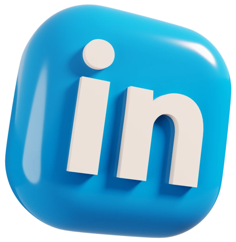3D graphic of the LinkedIn logo.