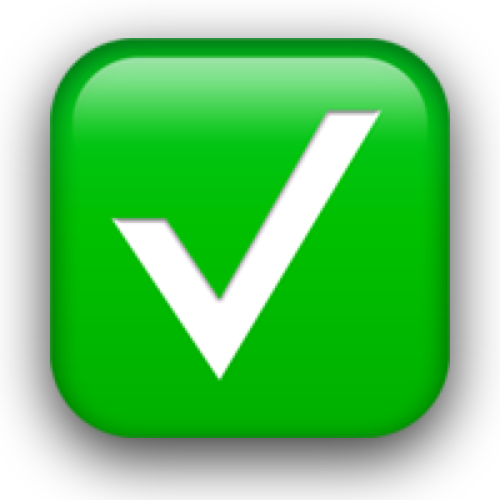 Green checkmark.